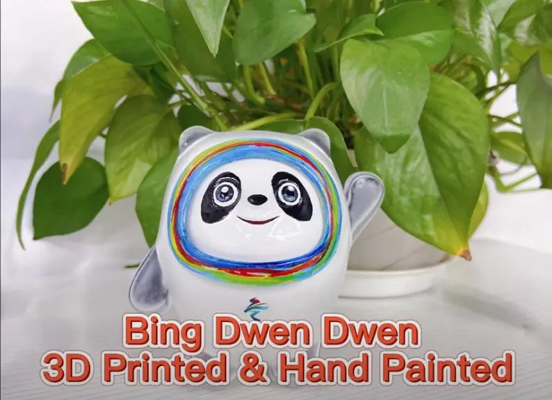 Bing Dwen Dwen stampato 3D e dipinto a mano-Mascotte olimpica ufficiale di Pechino 2022